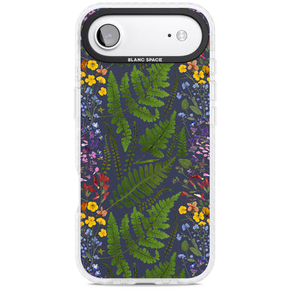 Busy Floral And Fern Design Navy