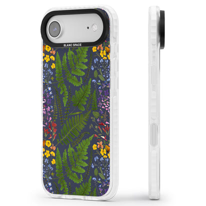 Busy Floral And Fern Design Navy