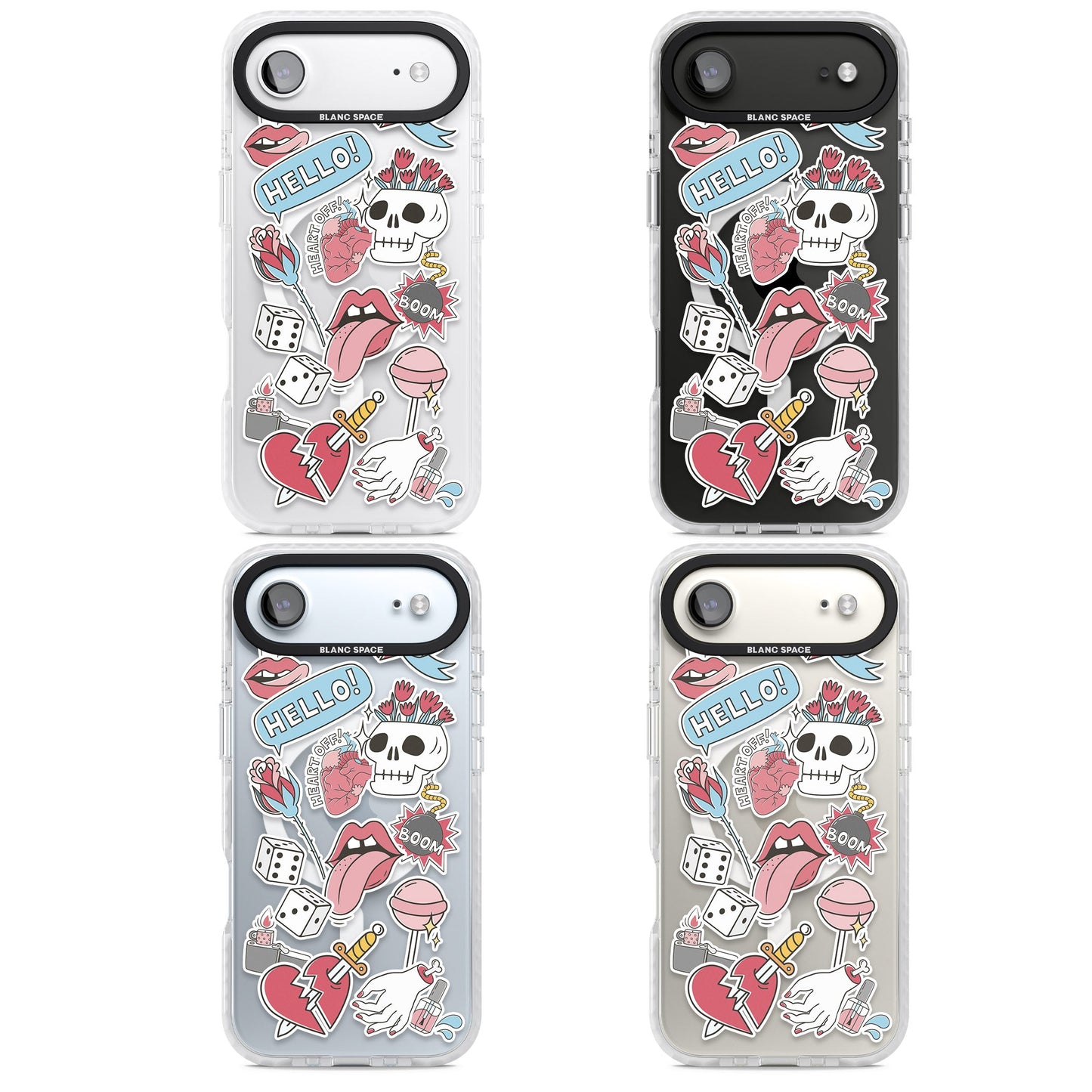 Autocollants Crâne et Fleurs