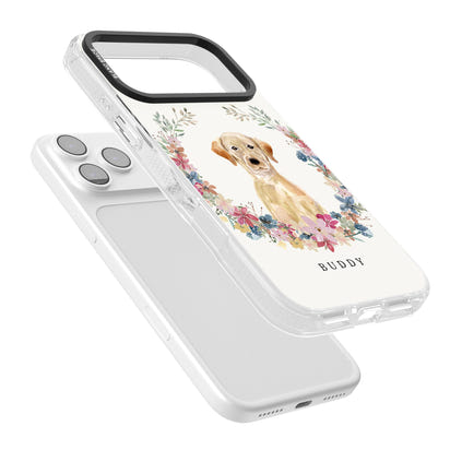 Portrait floral personnalisé d'un Labrador Retriever jaune