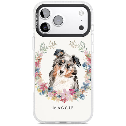 Personalised Australian Shepherd Floral Portrait