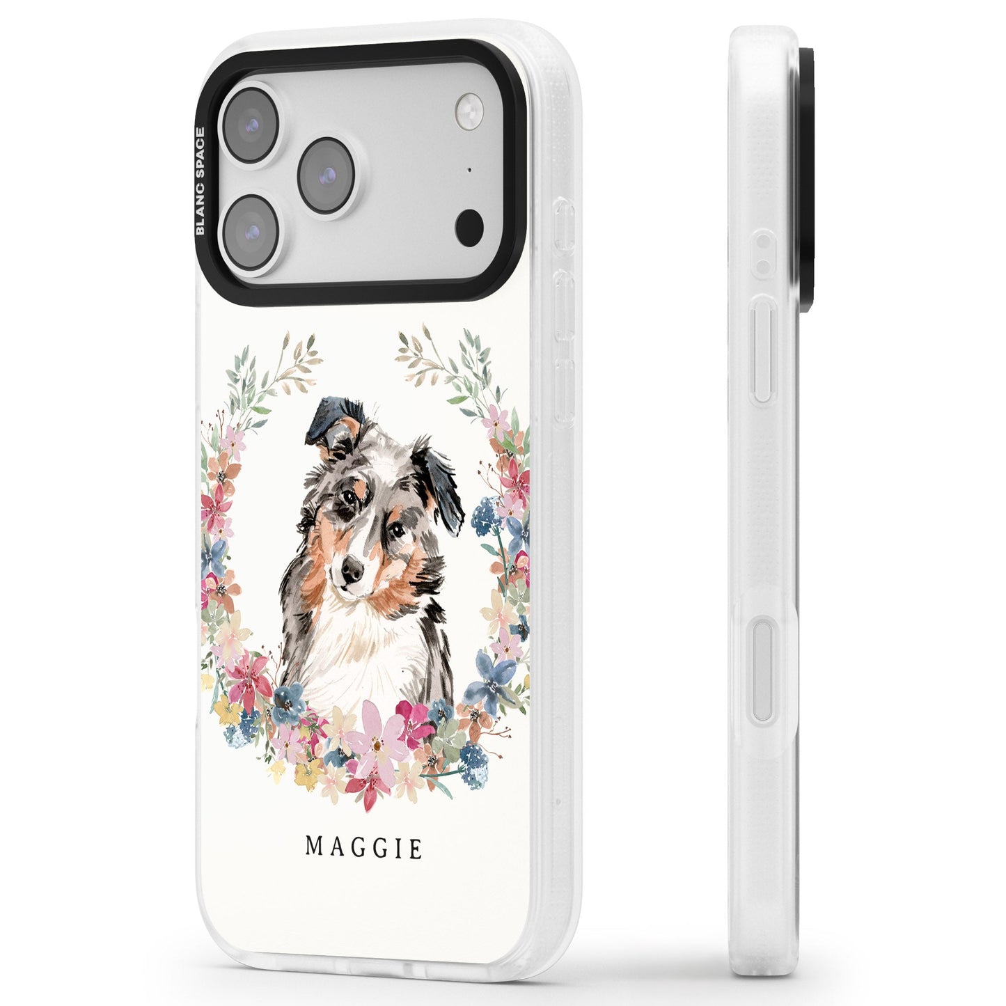 Personalised Australian Shepherd Floral Portrait