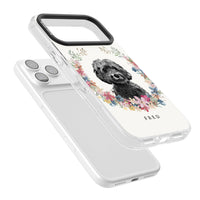 Personalised Black Cockapoo Floral Portrait