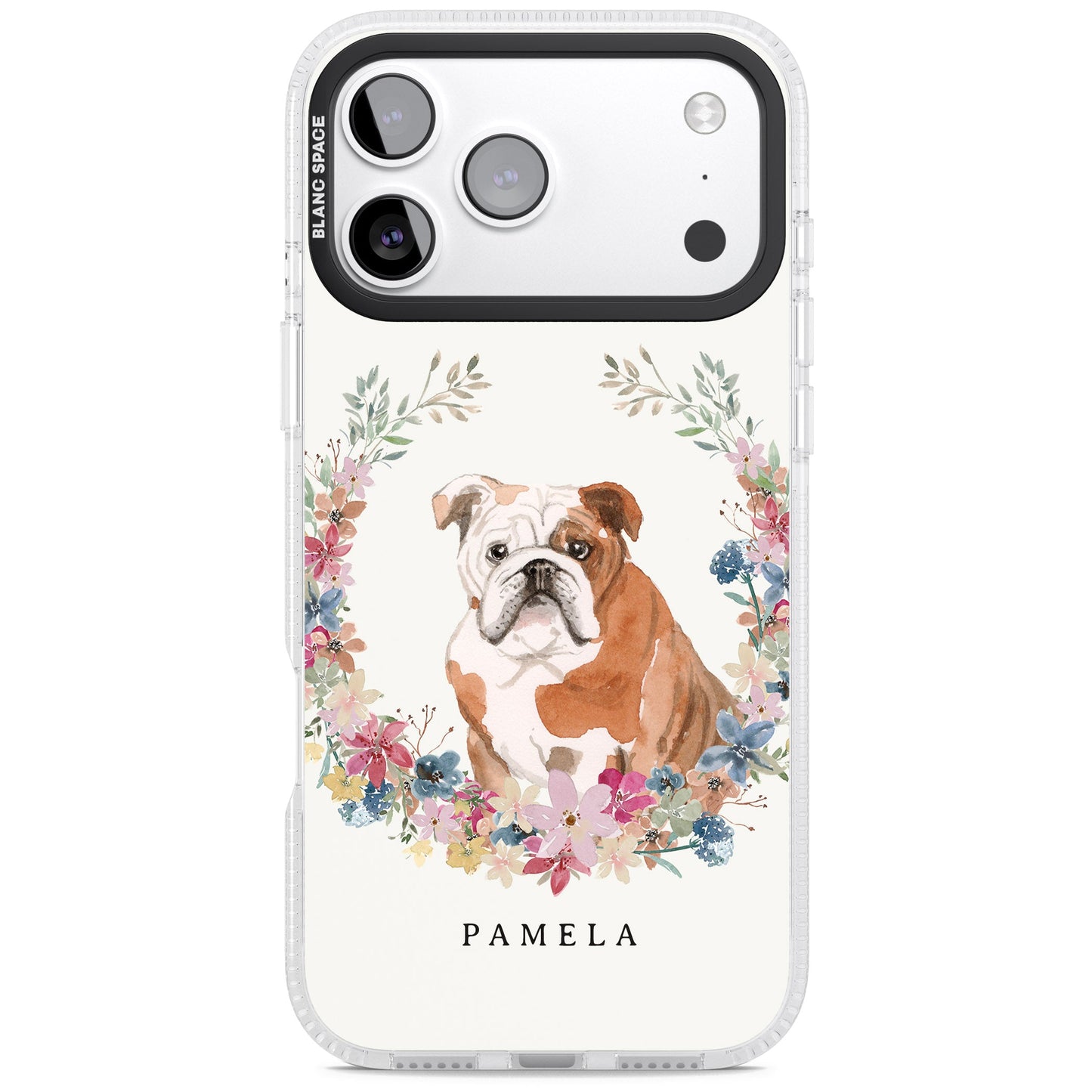 Personalised English Bulldog Floral Portrait