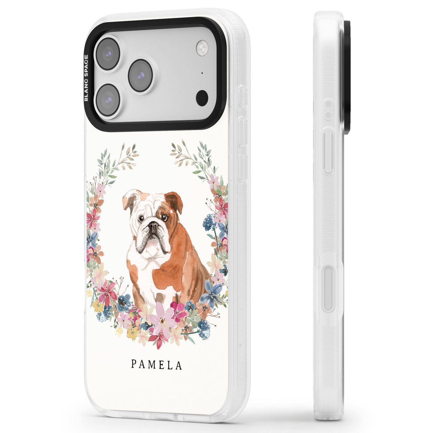 Personalised English Bulldog Floral Portrait