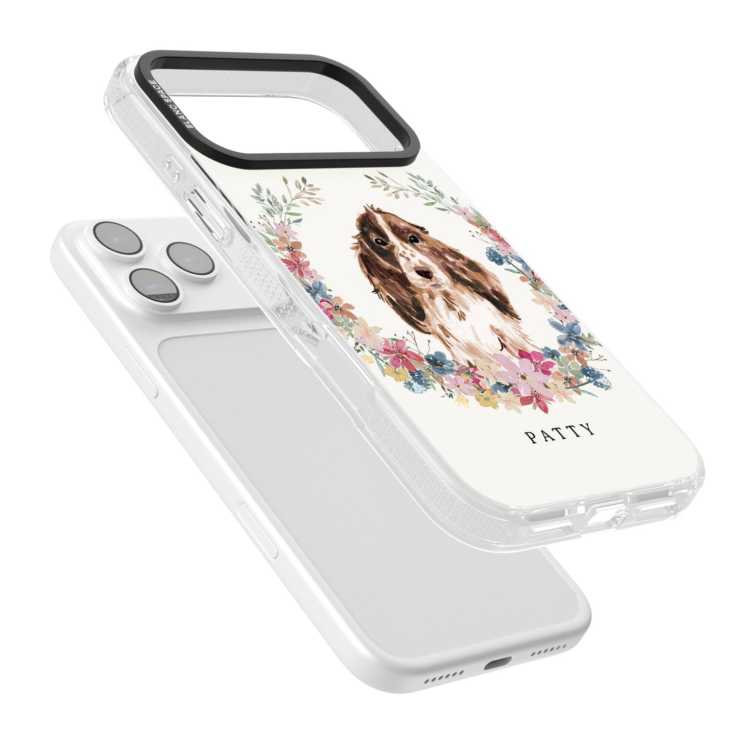 Personalised Cocker Spaniel Floral Portrait