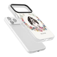 Personalisiertes Blumenporträt eines schwarzen Cocker Spaniels