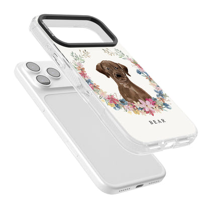 Personalised Chocolate Labrador Floral Portrait