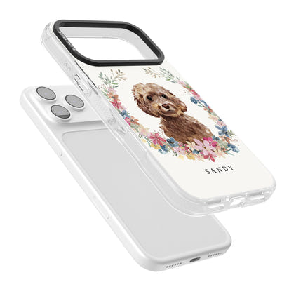 Personalised Brown Cockapoo Floral Portrait