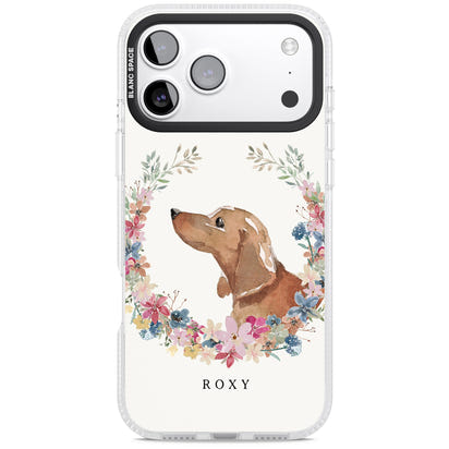 Personalised Tan Dachshund Floral Portrait