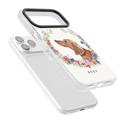 Personalised Tan Dachshund Floral Portrait