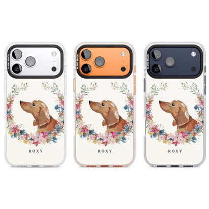 Personalised Tan Dachshund Floral Portrait