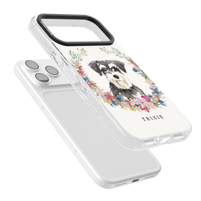 Personalised Watercolor Schnauzer Floral Portrait