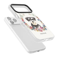 Personalised Watercolor Schnauzer Floral Portrait