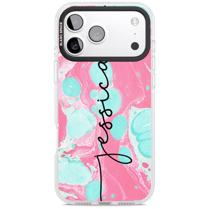 Personalised Turquoise & Pink Marbled