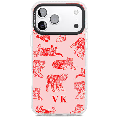 Personalised Red Tiger Outlines On Pink