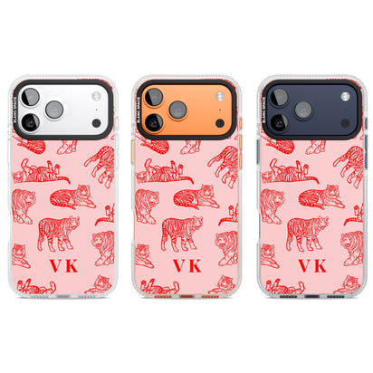 Personalised Red Tiger Outlines On Pink