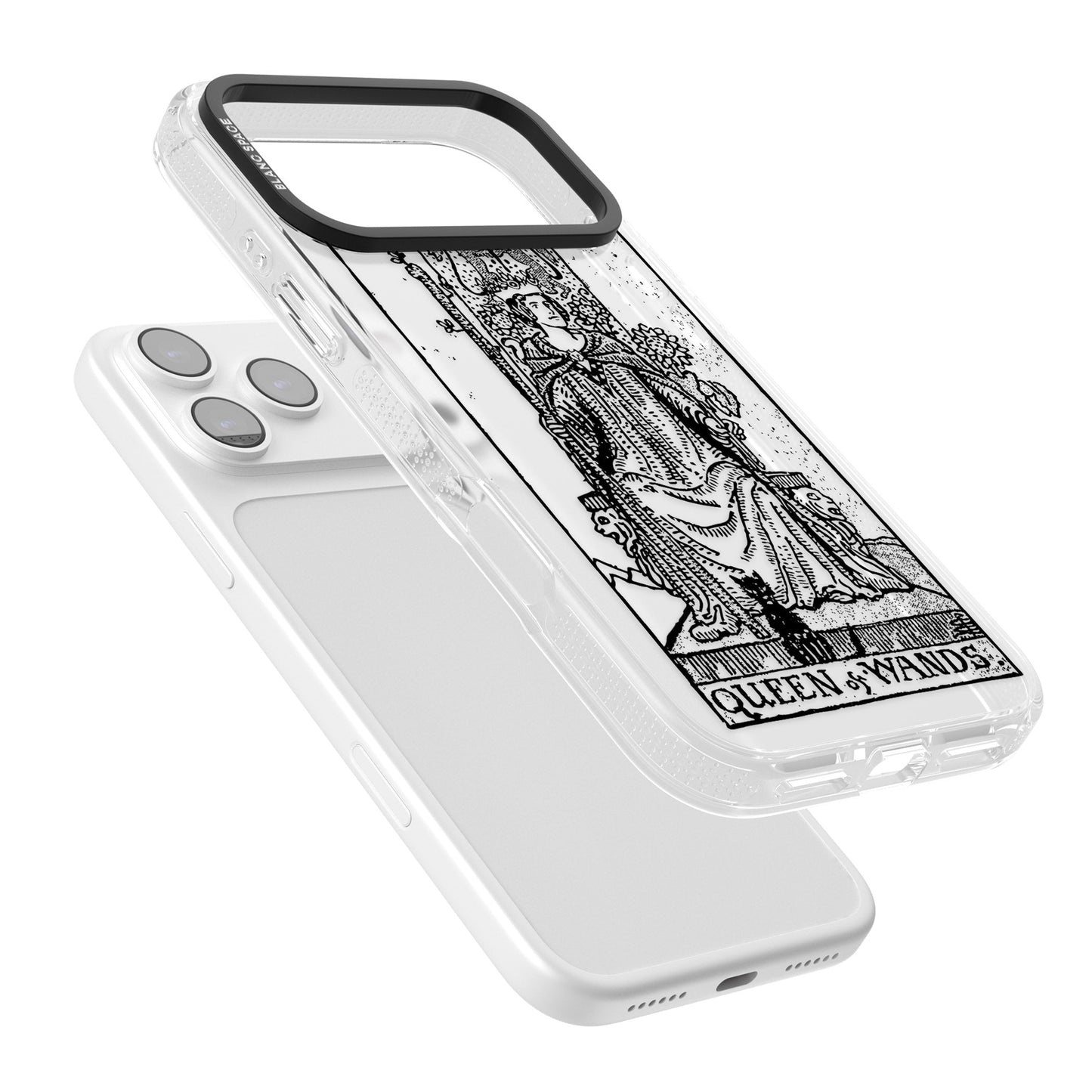 Personalisierte Tarotkarte „Königin der Stäbe“ (transparent)