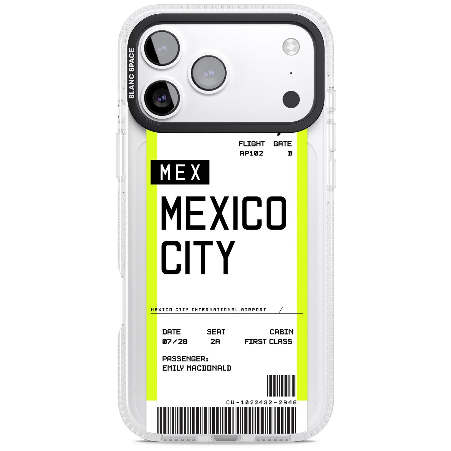Carte d'embarquement personnalisée pour Mexico