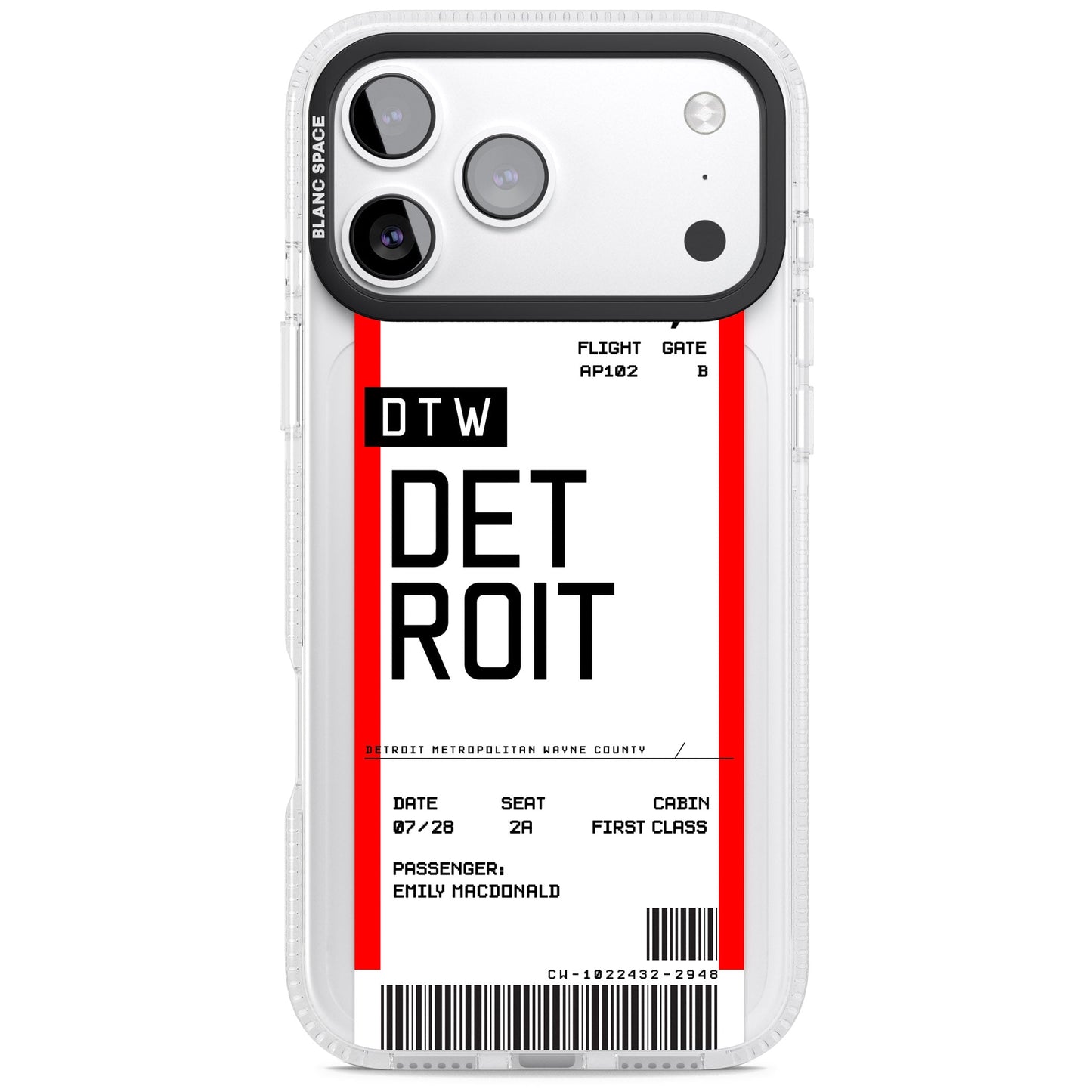 Carte d'embarquement personnalisée pour Détroit