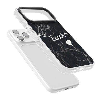 Personalised Black Marble Heart