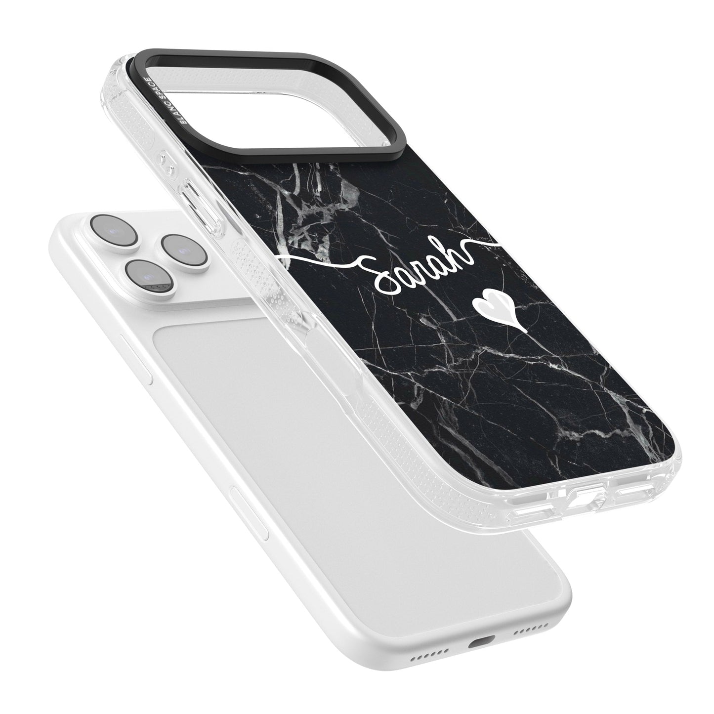 Personalised Black Marble Heart