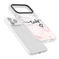 Personalised Pink Fade Marble Heart