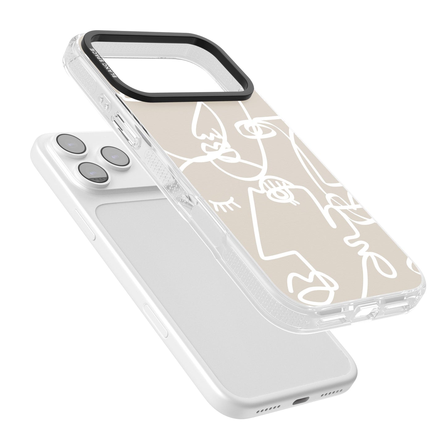 Abstract Line Art White Beige