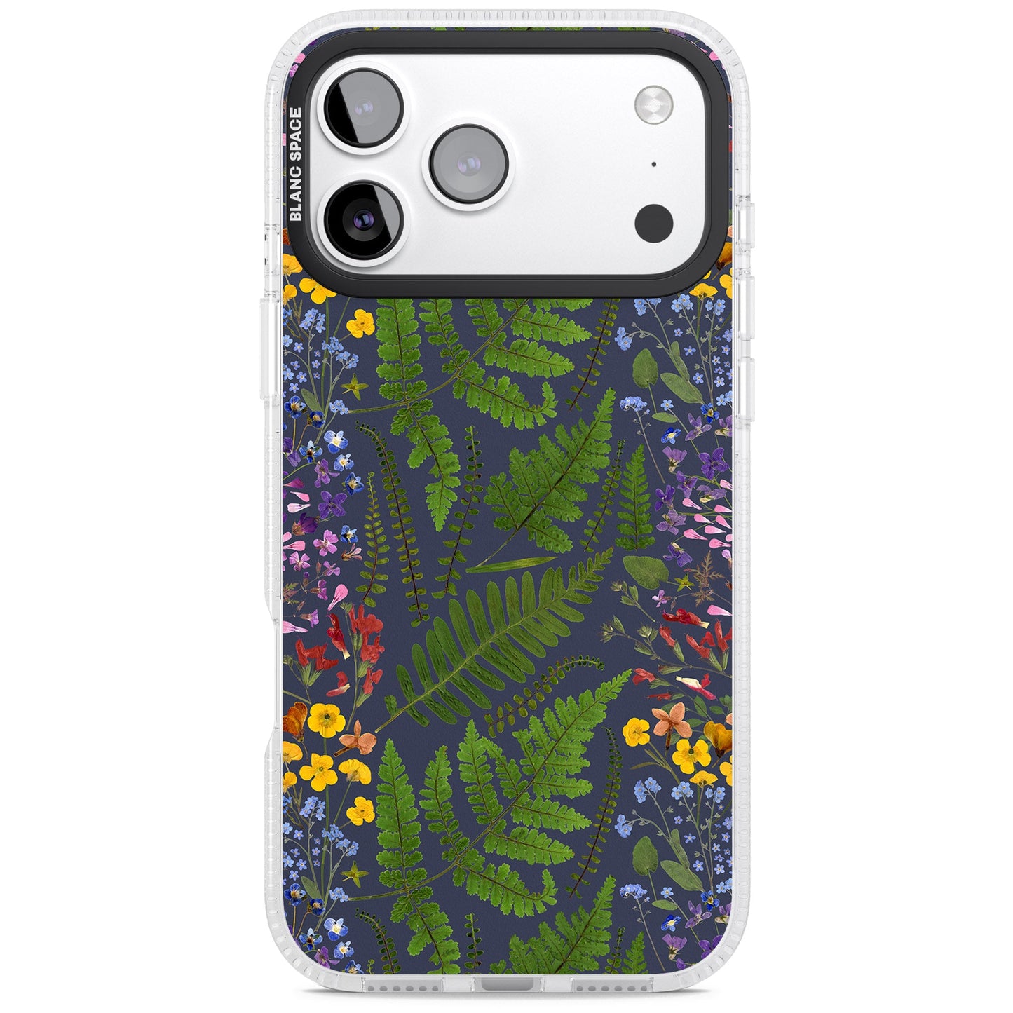 Busy Floral And Fern Design Navy