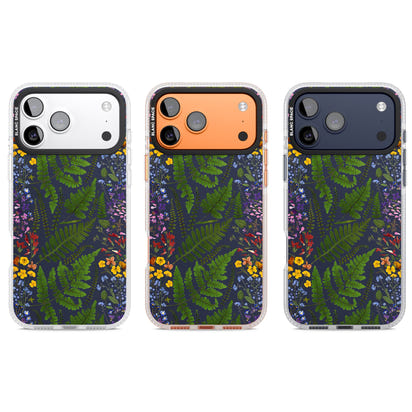 Busy Floral And Fern Design Navy