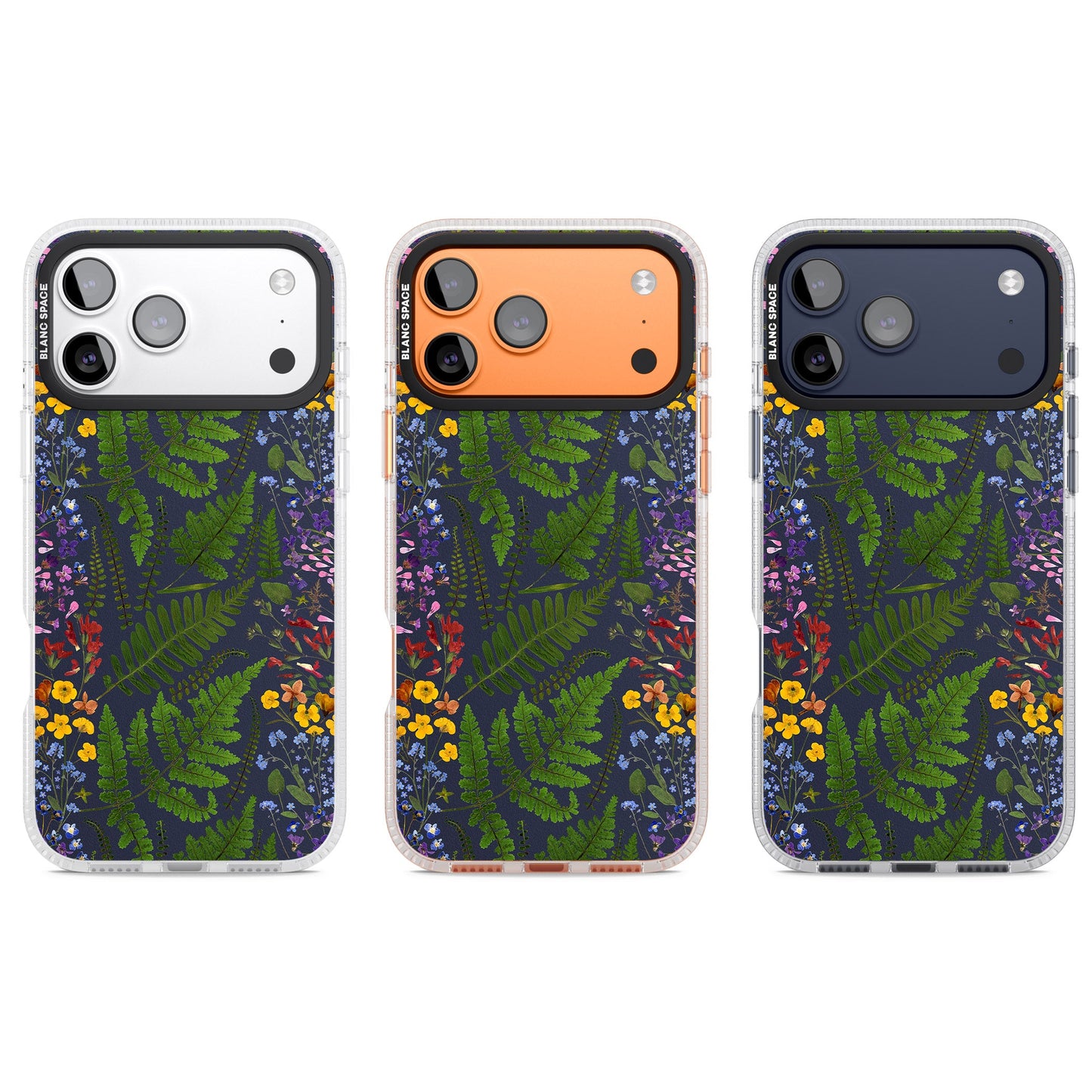 Busy Floral And Fern Design Navy