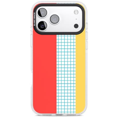 Grille abstraite rouge, bleue, jaune