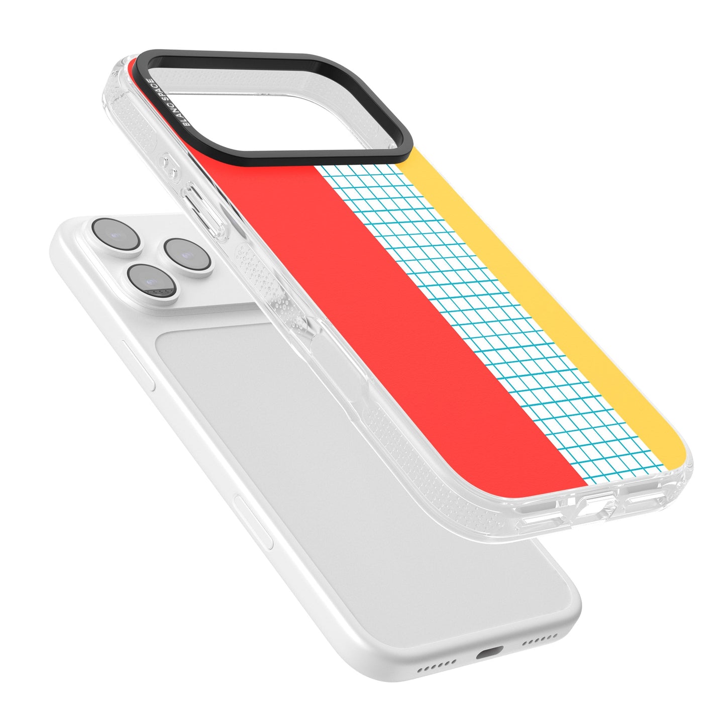 Grille abstraite rouge, bleue, jaune