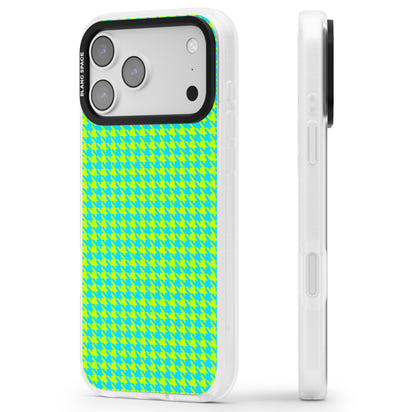 Neon Lime & Turquoise Houndstooth