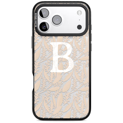 Monogramme personnalisé, motif floral abstrait subtil.
