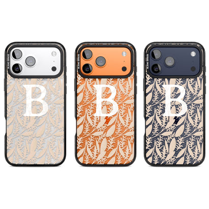 Monogramme personnalisé, motif floral abstrait subtil.