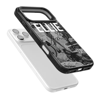 Personalisierte Vintage-Collage in Graustufen