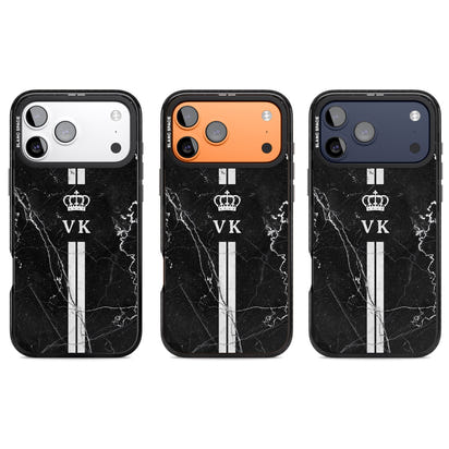 Personalised Black Marble Stripe Initials