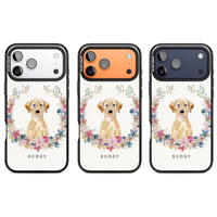 Portrait floral personnalisé d'un Labrador Retriever jaune