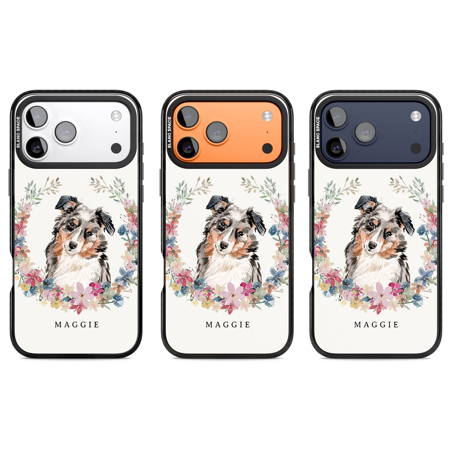 Personalised Australian Shepherd Floral Portrait