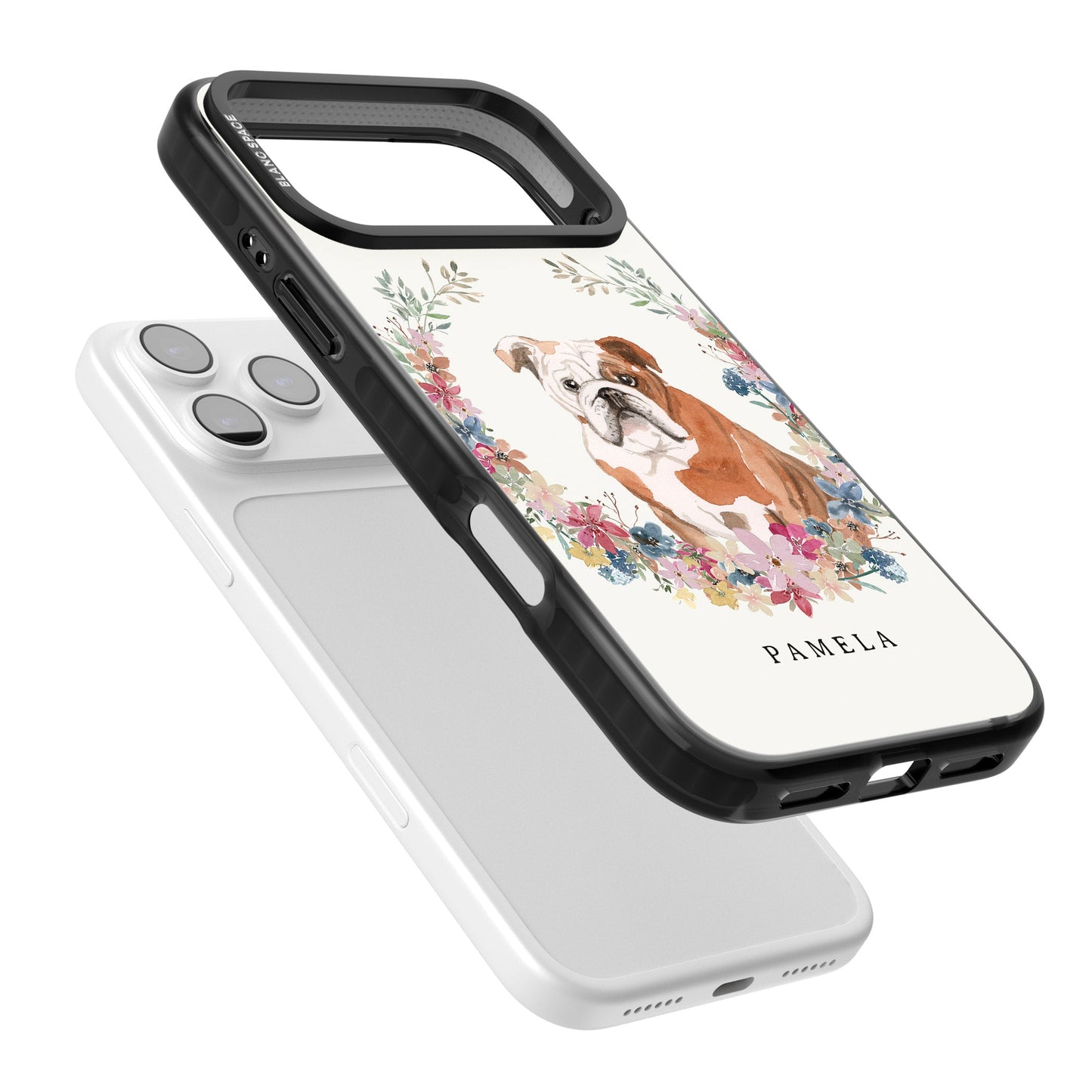 Personalised English Bulldog Floral Portrait