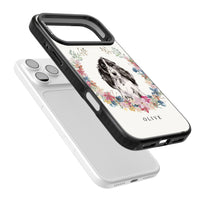 Personalisiertes Blumenporträt eines schwarzen Cocker Spaniels