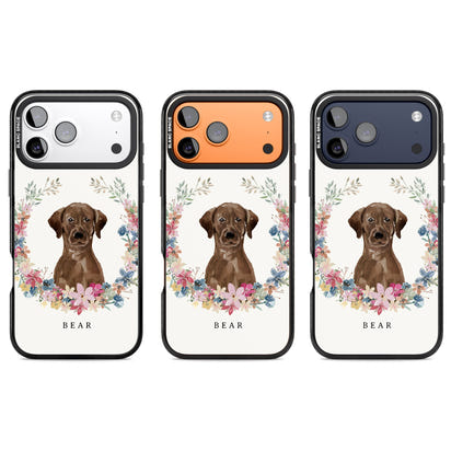 Personalised Chocolate Labrador Floral Portrait