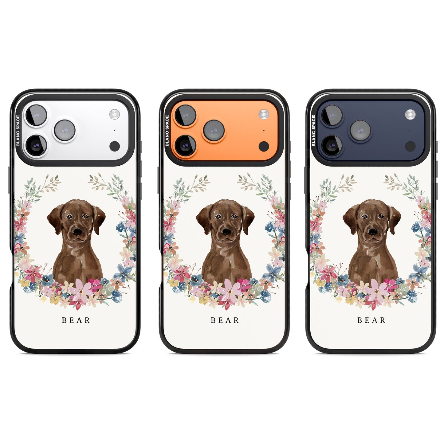 Personalised Chocolate Labrador Floral Portrait