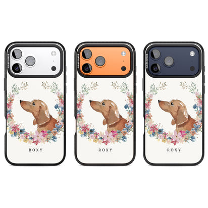 Personalised Tan Dachshund Floral Portrait
