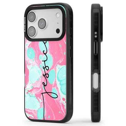 Personalised Turquoise & Pink Marbled