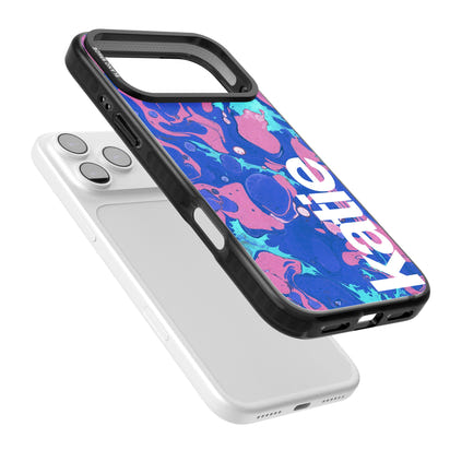 Personalisiertes marineblau-türkisfarbenes Marmor-Design