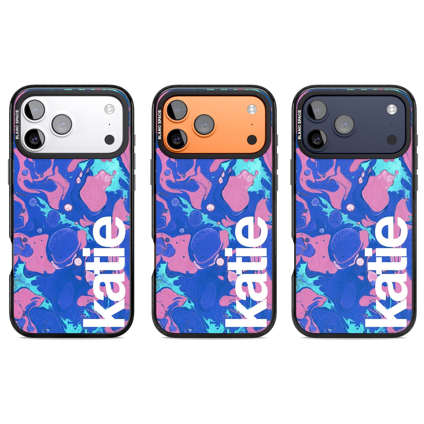 Personalisiertes marineblau-türkisfarbenes Marmor-Design