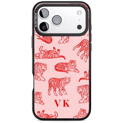 Personalised Red Tiger Outlines On Pink