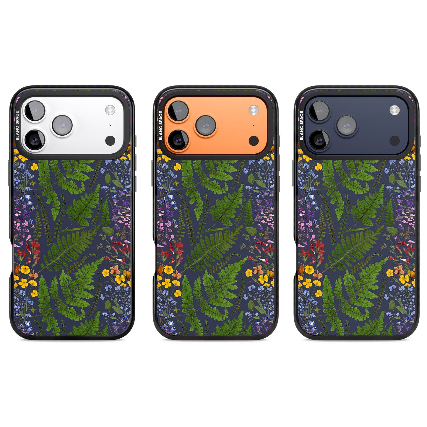 Busy Floral And Fern Design Navy